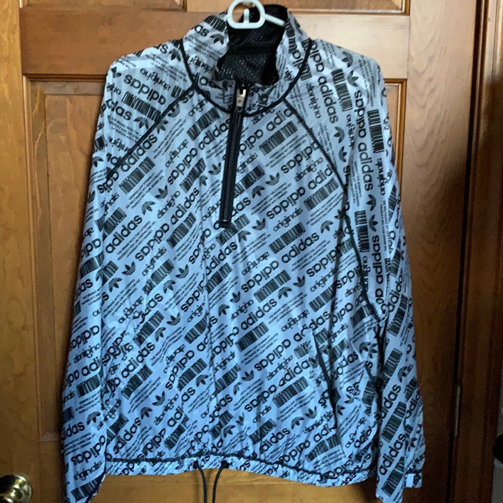 Adidas Originals Alexander Wang pullover windbreaker quarter zip black white new